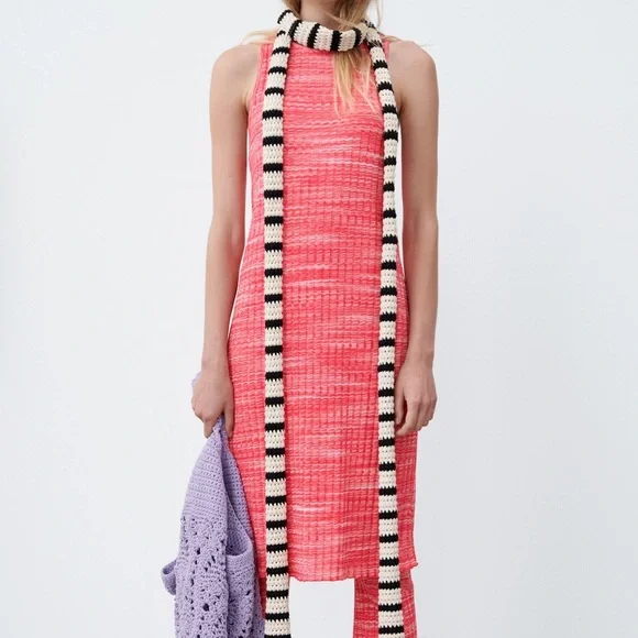 NWT Zara Sleeveless Open Back Knit Dress Sz M - Picture 2 of 7